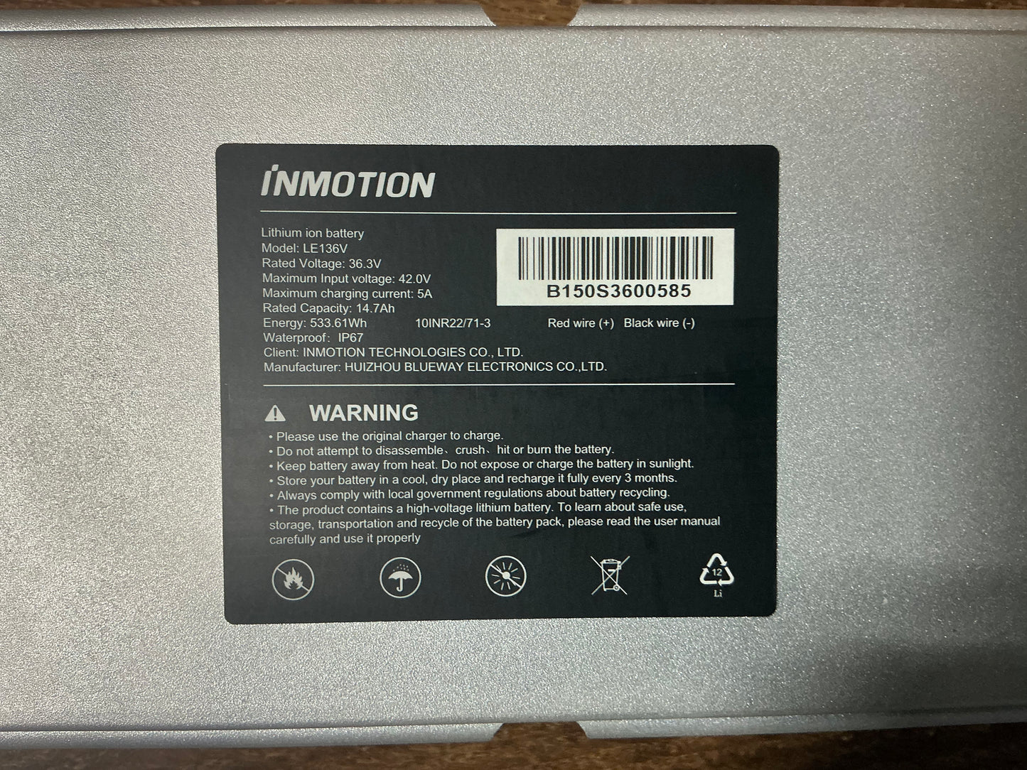 36.3V 14.7 AH Lithium Battery Inmotion